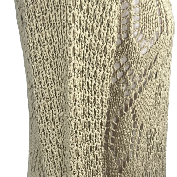 đť…şLovestitch draped cowl neck open cardigan beige crochet knit Size S - Picture 11 of 16
